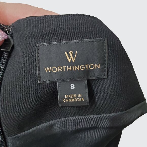 Worthington Womens Black Pencil Skirt Size 8 Polyester Blend Sleek Office Wear - Picture 3 of 7